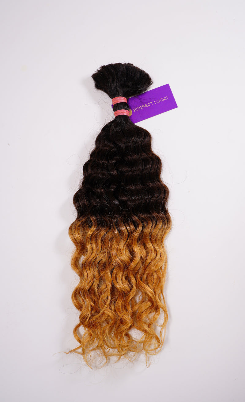 Curly Bulk Hair / 18 inch / 1B / 3 / 27 Ombre