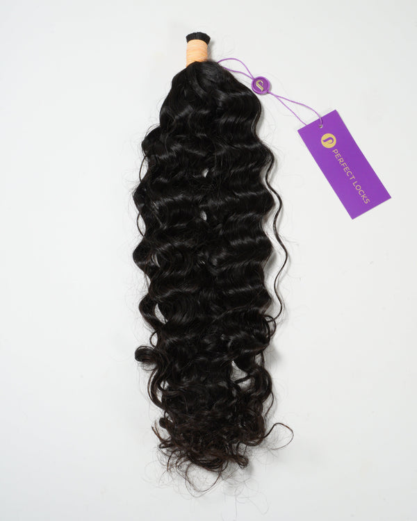 Curly Bulk Hair / Natural Black / 18" / 2.4 oz Bundle