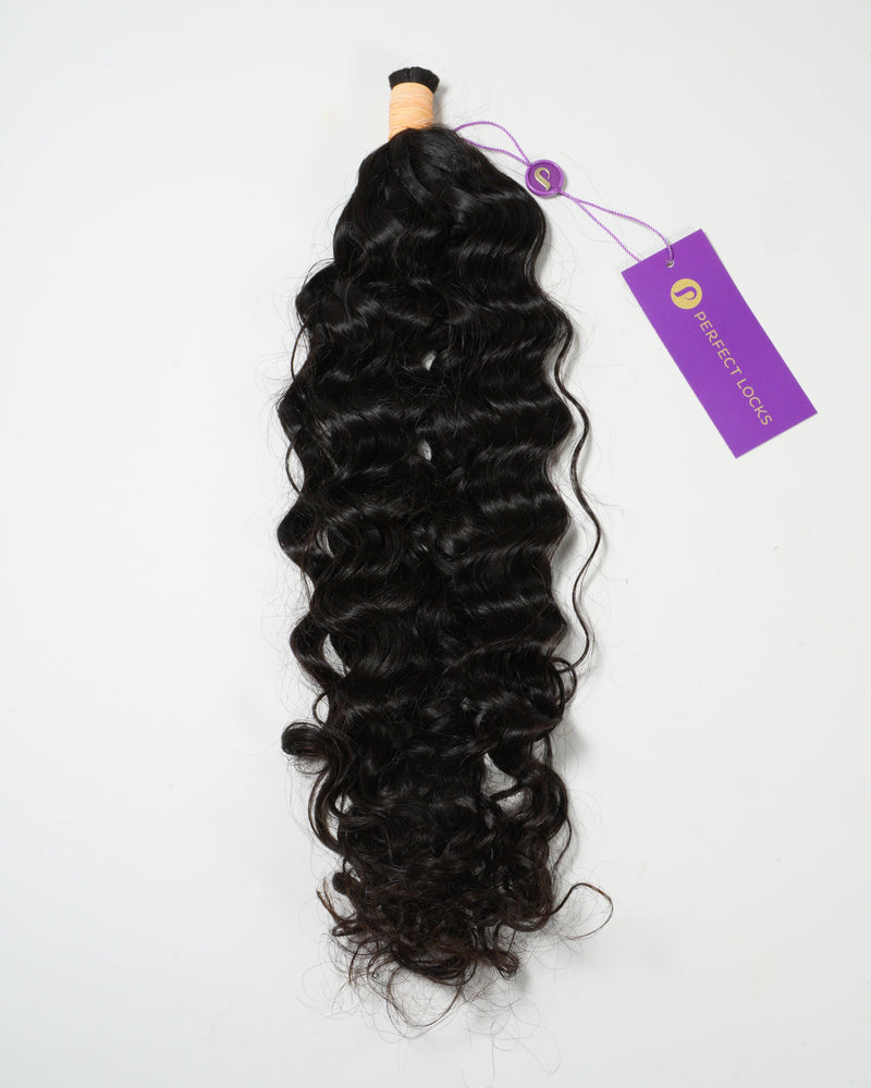 Curly Bulk Hair / Natural Black / 18" / 2.4 oz Bundle