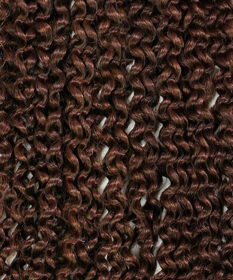 Close-up of Platinum Blonde  Kinky Curly Clip-In Ponytail Extensions by Perfect Locks, arranged in vertical rows to showcase tightly coiled curls, texture, and shine.