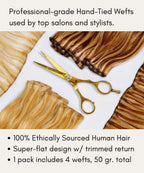 relaxed straight hand-tied weft rows (2oz) by perfect locks