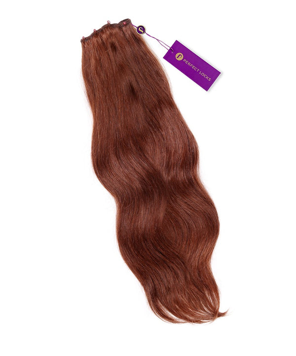 Straight Beaded Weft Extensions in Dark Auburn (33) by Perfect Locks 
