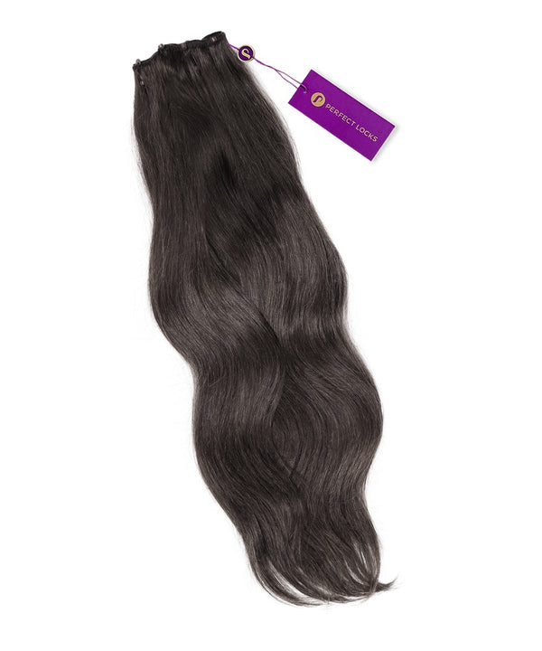 Straight Beaded Weft Extensions in Natural Black (1B) by Perfect Locks 