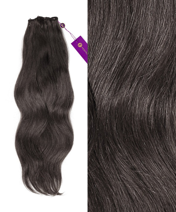 Straight Beaded Weft Extensions in Natural Black (1B) by Perfect Locks 