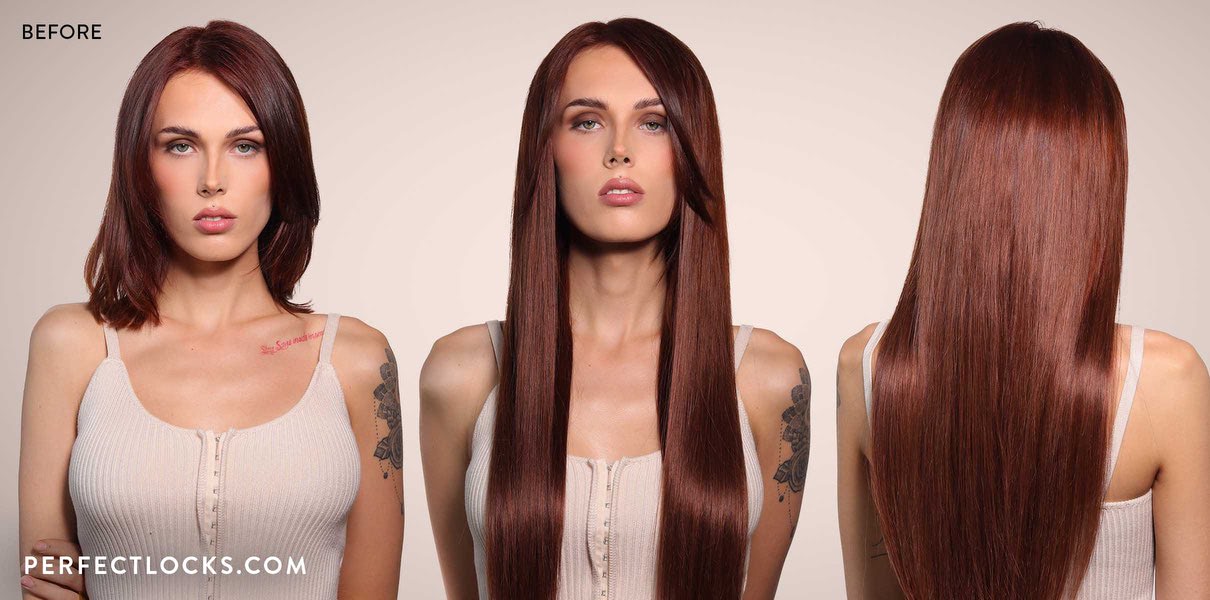 Before and After Straight Hair Extensions