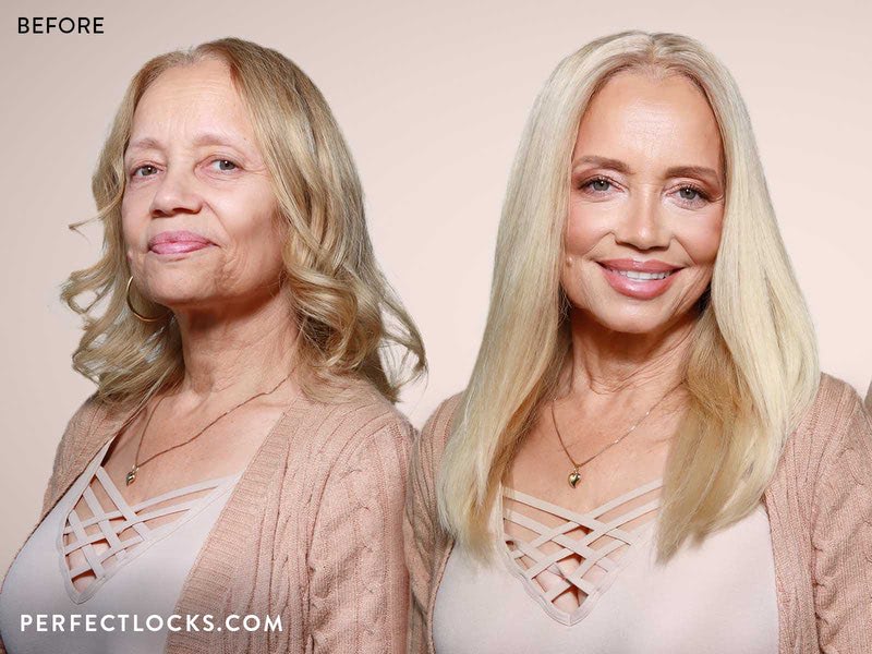 Straight Hair Extensions Before & After