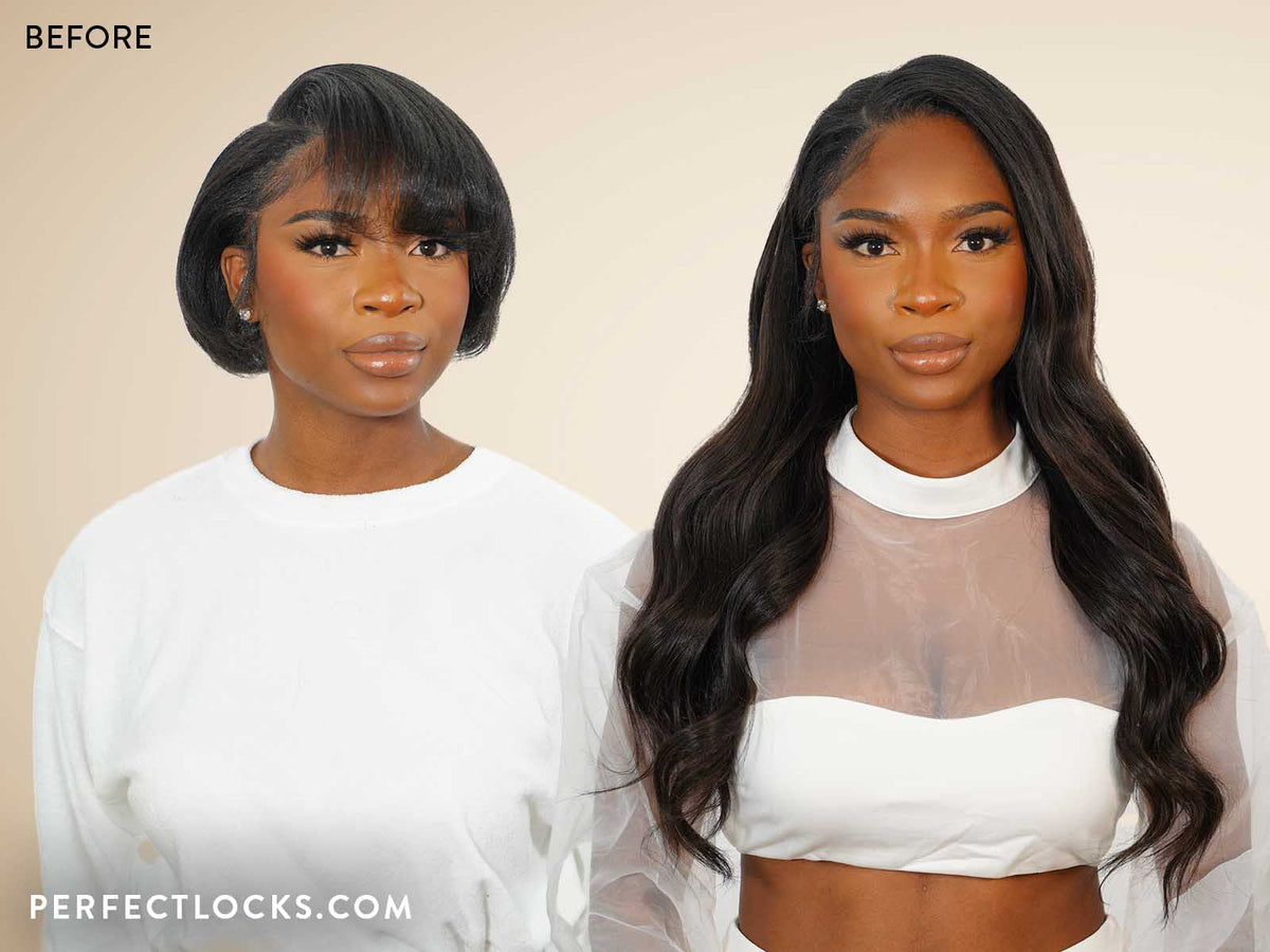 Straight Hair Extensions Before & After