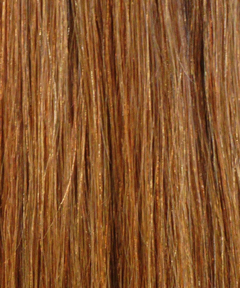 Close-up of Perfect Locks Straight Hybrid Weft Hair Extensions in Ashy Honey Blonde Balayage, with straight, shiny strands and subtle highlights.