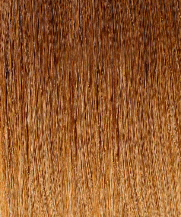 chocolate toffee ombre (4/6/27) straight tape in hair extensions by Perfect Locks