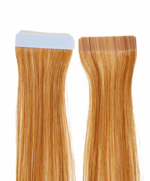 golden brown (6) straight tape in hair extensions by Perfect Locks