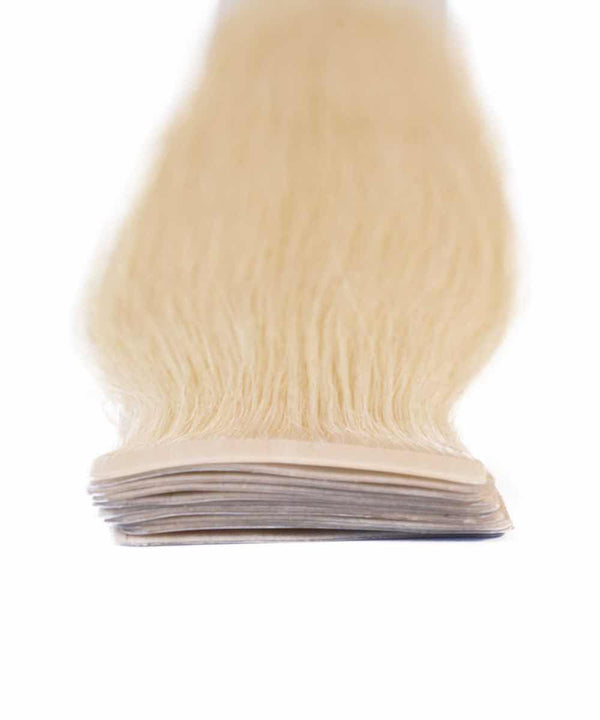 platinum blonde (613) straight tape in hair extensions by Perfect Locks