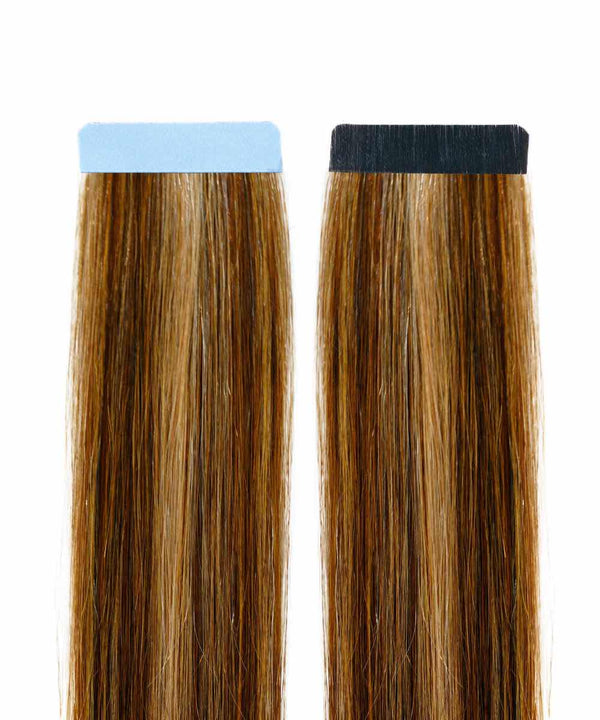 toffee blonde highlights (4/27) straight tape in hair extensions by Perfect Locks