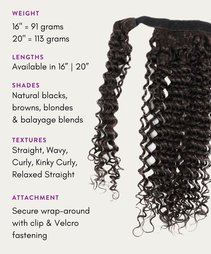 Tight Curly Clip-In Ponytail Specs and Details