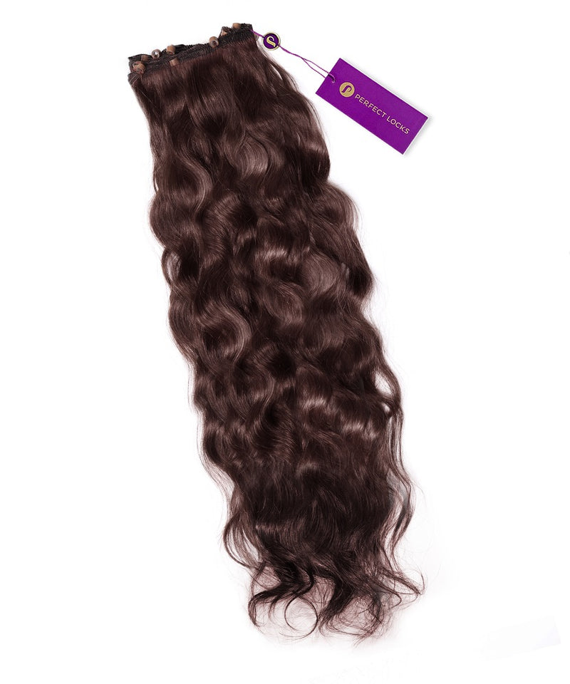 Wavy Beaded Weft Extensions in Chocolate Brown (3) by Perfect Locks #color_chocolate-brown-(3)
