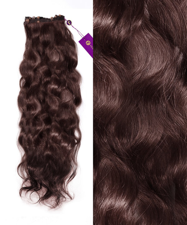 Wavy Beaded Weft Extensions in Chocolate Brown (3) by Perfect Locks 