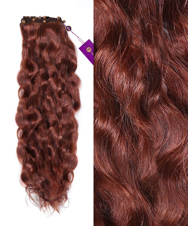 Wavy Beaded Weft Extensions in Dark Auburn (33) by Perfect Locks 