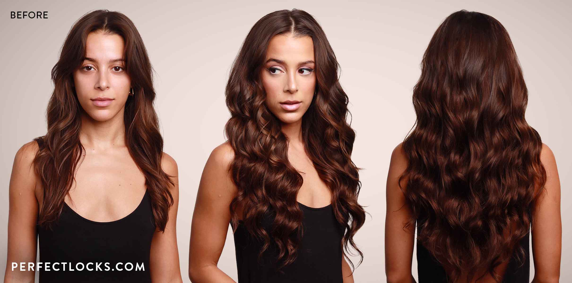 Before and After Wavy Hair Extensions