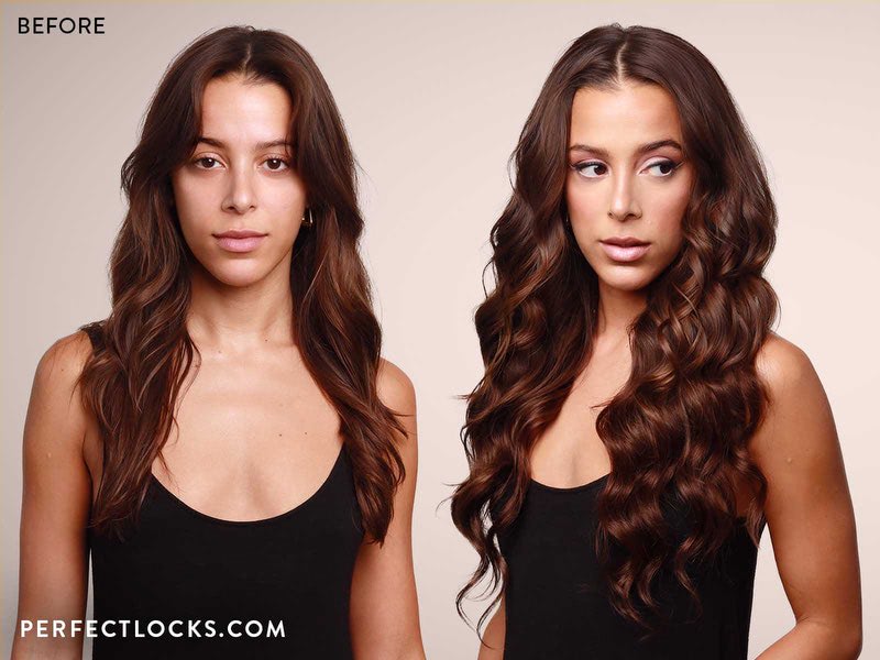 Wavy Hair Extensions Before & After