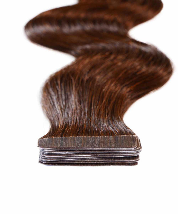 chocolate brown (3) wavy tape in hair extensions by Perfect Locks