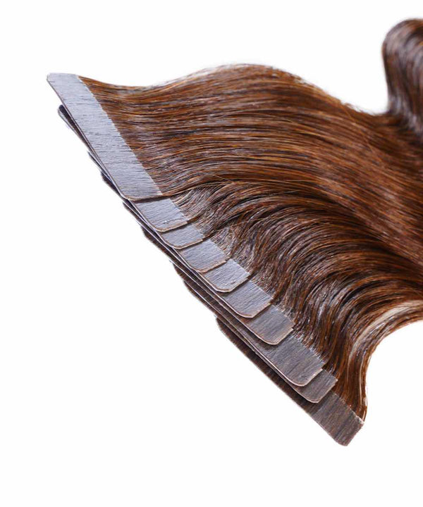 chocolate brown (3) wavy tape in hair extensions by Perfect Locks