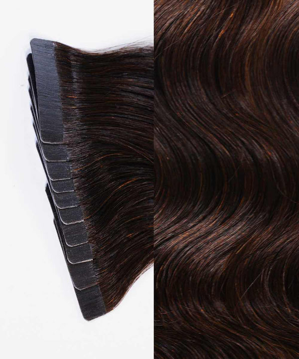 natural black (1B) wavy tape in hair extensions by Perfect Locks