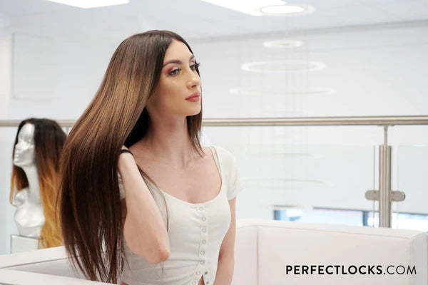 young girl wearing hair extensions