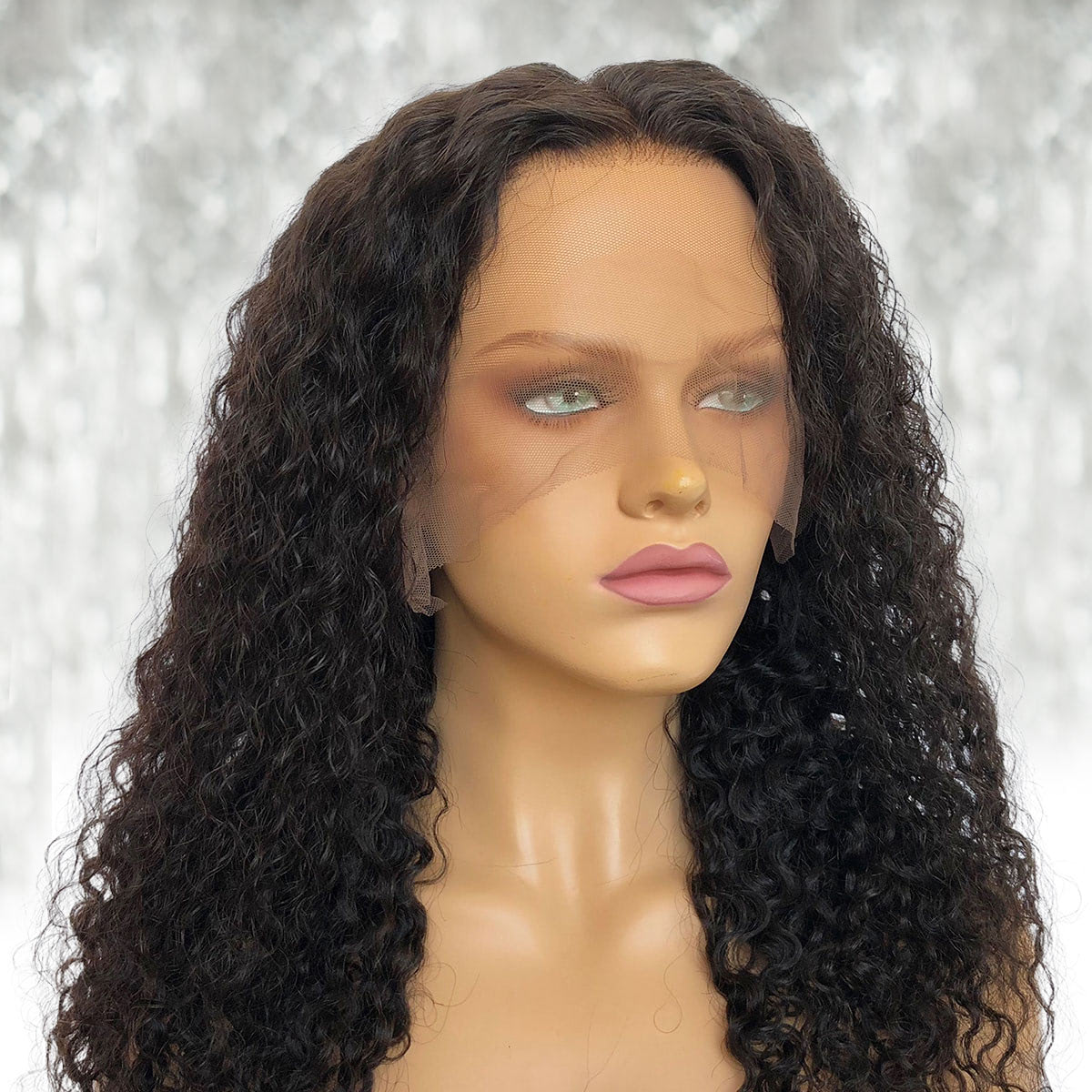 curly full lace wig with black hair