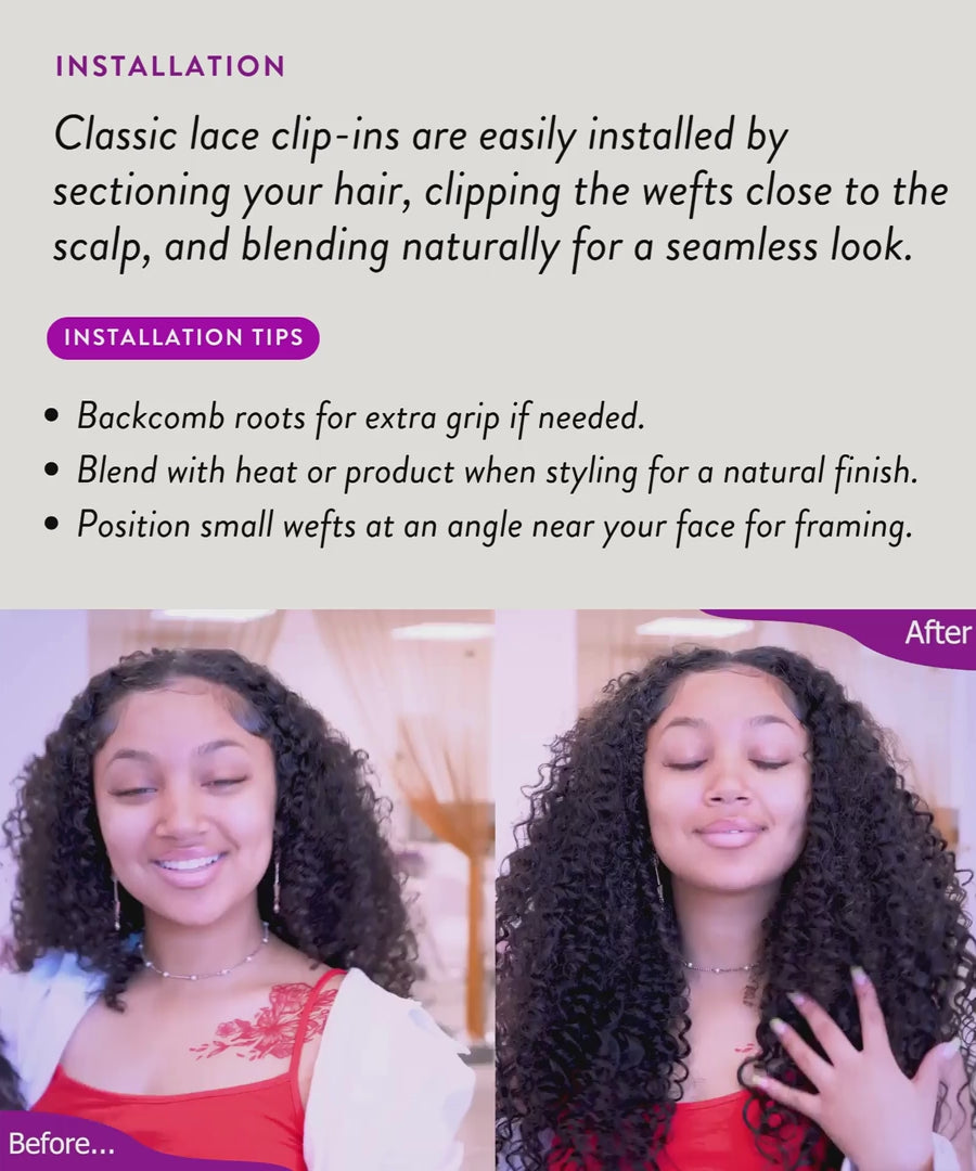 kinky curly lace clip in hair extensions clip-in set by perfect locks - video preview