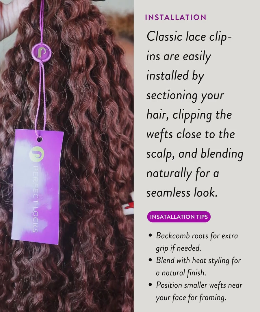 tight curly lace clip-in hair extensions set by perfect locks - video preview