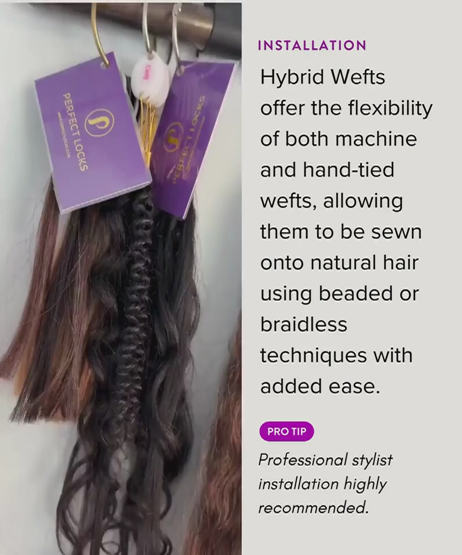 Curly Hybrid Weft Hair Extensions Hybrid Weft - video preview