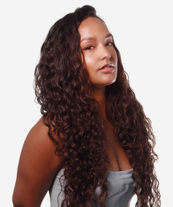 chocolate brown (3) curly tape in hair extensions by Perfect Locks