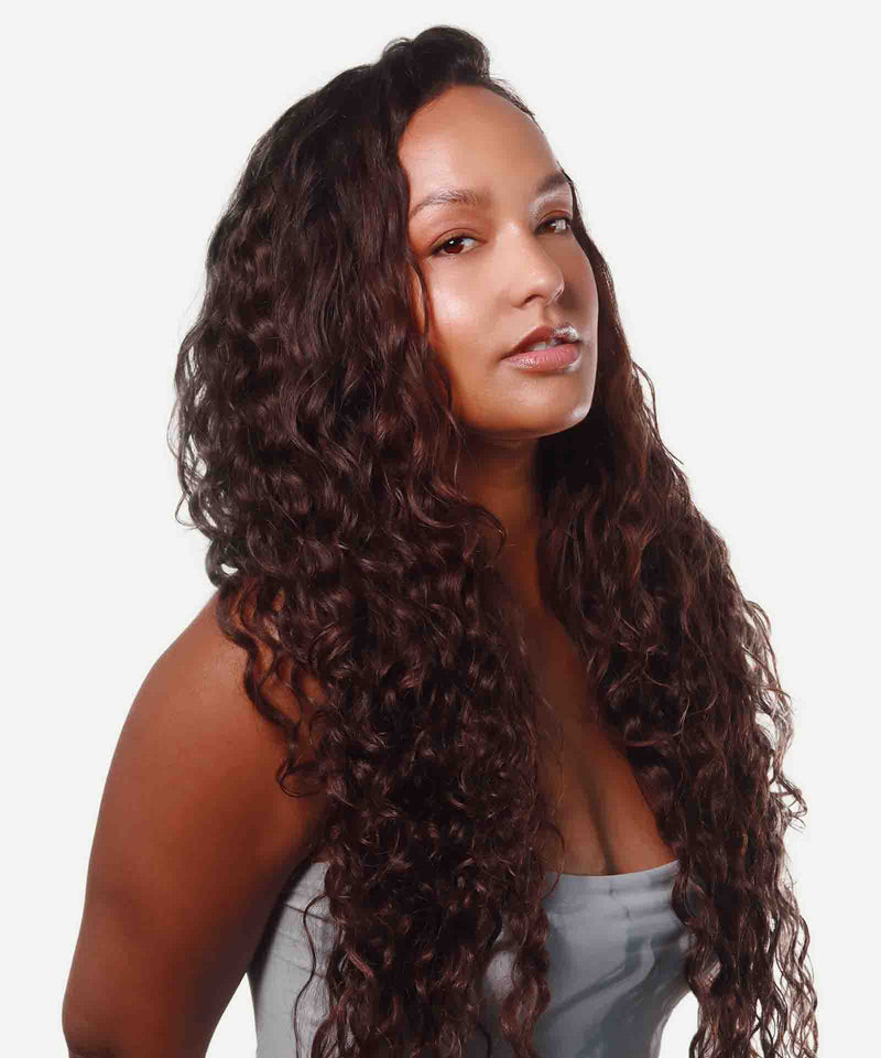 chocolate brown (3) curly tape in hair extensions by Perfect Locks