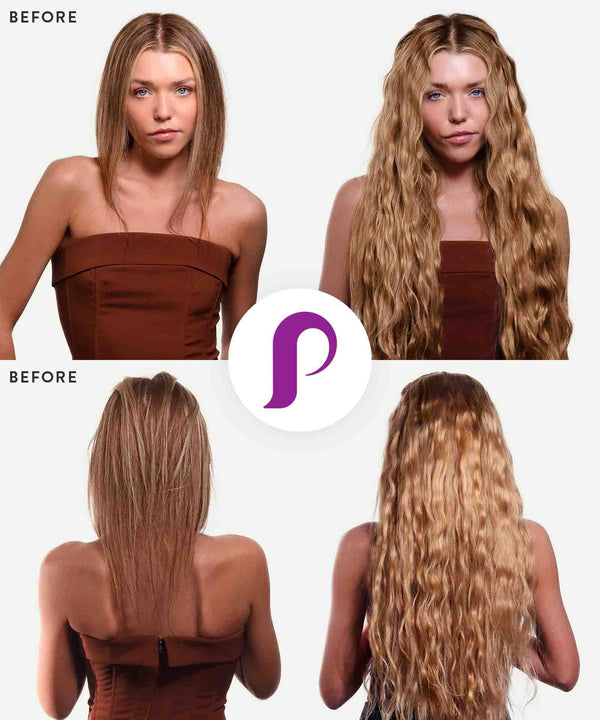 platinum blonde (613) curly tape in hair extensions by Perfect Locks
