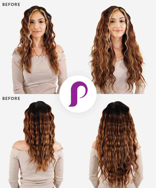 warm mocha lowlights (2/4/6) curly tape in hair extensions by Perfect Locks