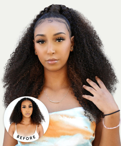 kinky curly clip in ponytail extensions