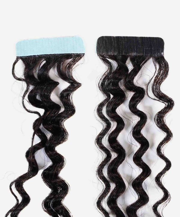 natural black (1B) kinky curly tape in hair extensions by Perfect Locks