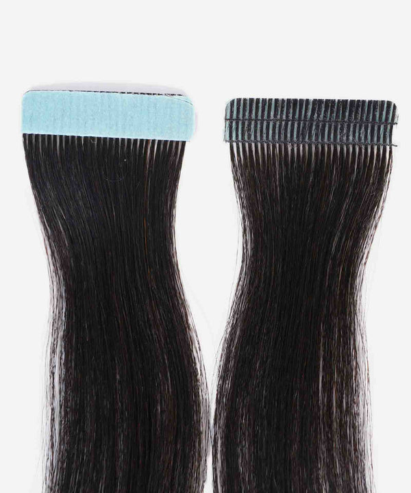 natural black (1B) relaxed straight tape in hair extensions by Perfect Locks