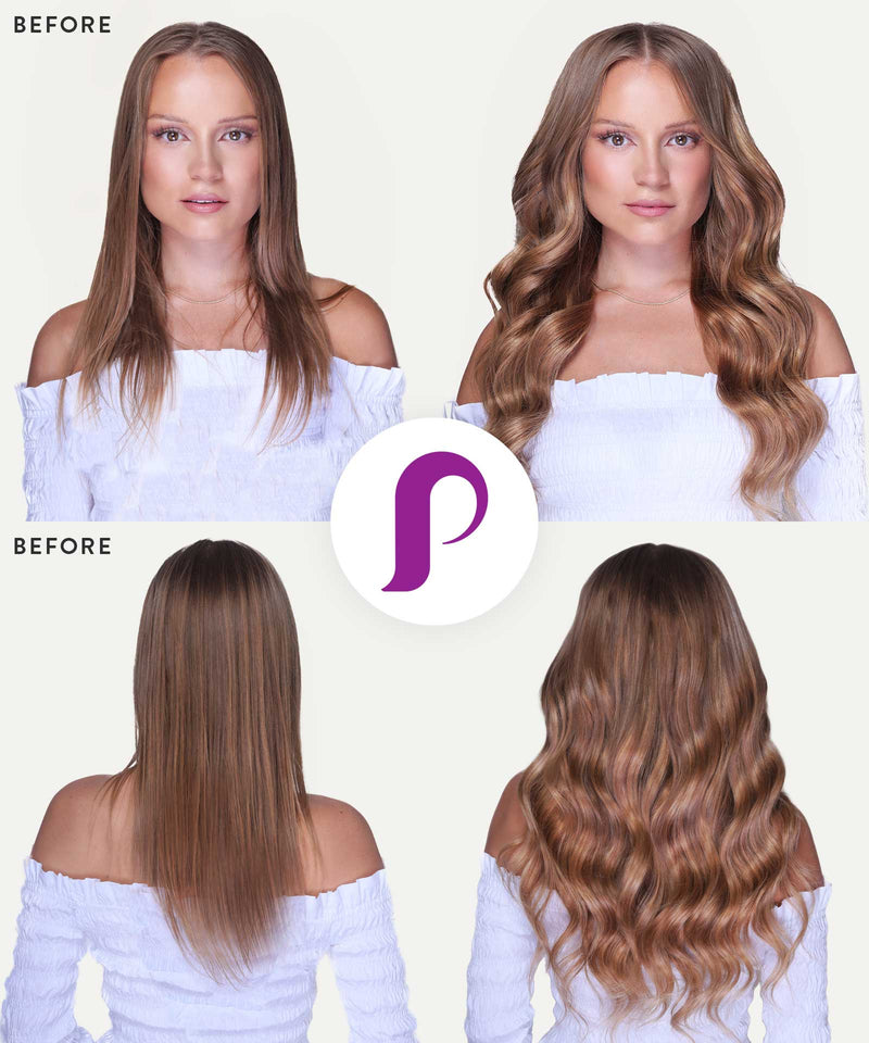 golden brown (6) straight tape in hair extensions by Perfect Locks