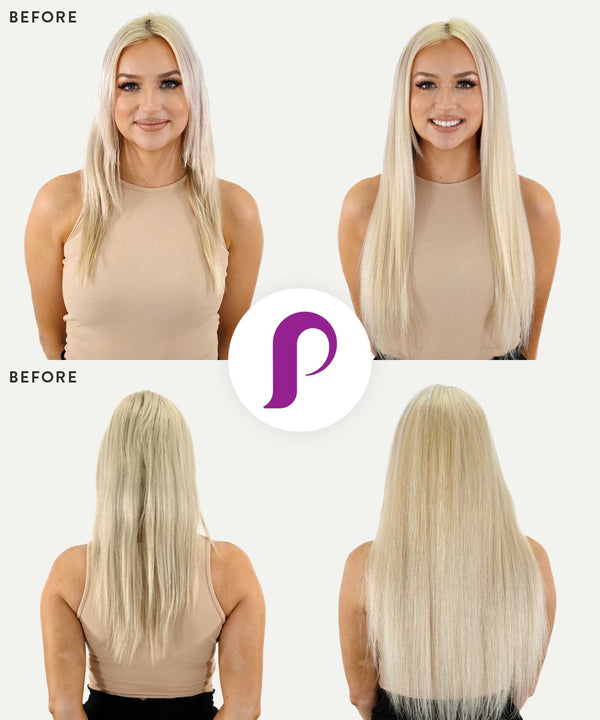 ash blonde (60) straight tape in hair extensions by Perfect Locks