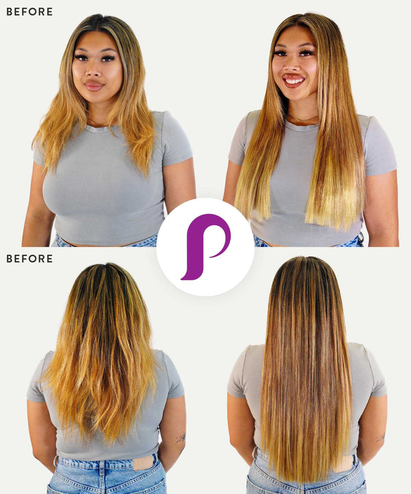 chocolate toffee ombre (4/6/27) straight tape in hair extensions by Perfect Locks