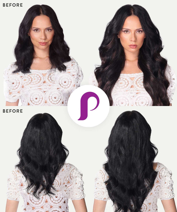 natural black (1B) wavy tape in hair extensions by Perfect Locks