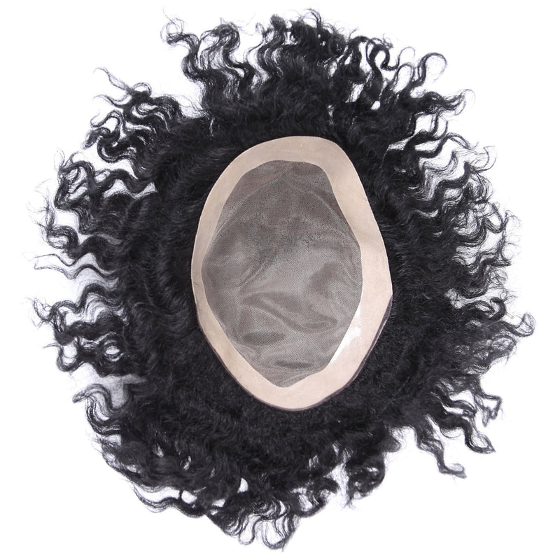 Brush Wave Toupee with PU and Silk Base