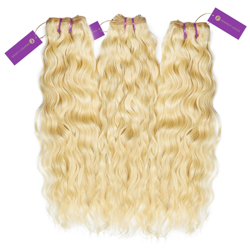 3 x curly colored machine weft bundle deal by perfect locks