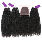 3 x kinky curly machine weft bundle deal + closure by perfect locks