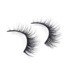 Dramatic, black, wispy false eyelashes with a natural curve and sultry allure, displayed on a white background.