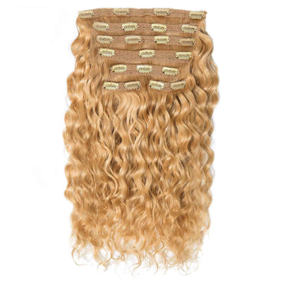 Human hair extensions clip on blonde clearance