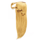 A Perfect Locks Straight Ponytail ( Honey Blonde, 16") displayed against a white background with honey blonde Remy hair and a subtle loose curl near the top.#color_honey-blonde-(27)