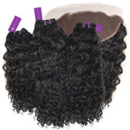 3 x curly virgin machine weft bundle + frontal deal by perfect locks
