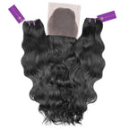 2 x wavy virgin machine weft bundle + closure deal by perfect locks
