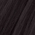 Close-up view of sleek, dark brown hair strands showcases the smooth texture and alignment of individual hairs.